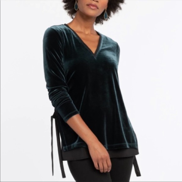 NIC+ZOE Tops - Nic + Zoe Deep Space Green Felicity Velvet Top